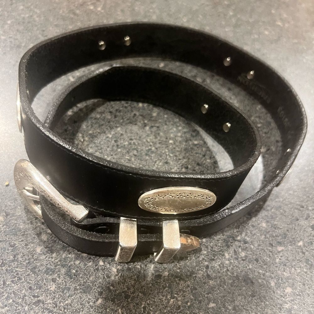 Brighton 39103 Black Leather Belt with Silver Buckle size 34 - Picture 2 of 9